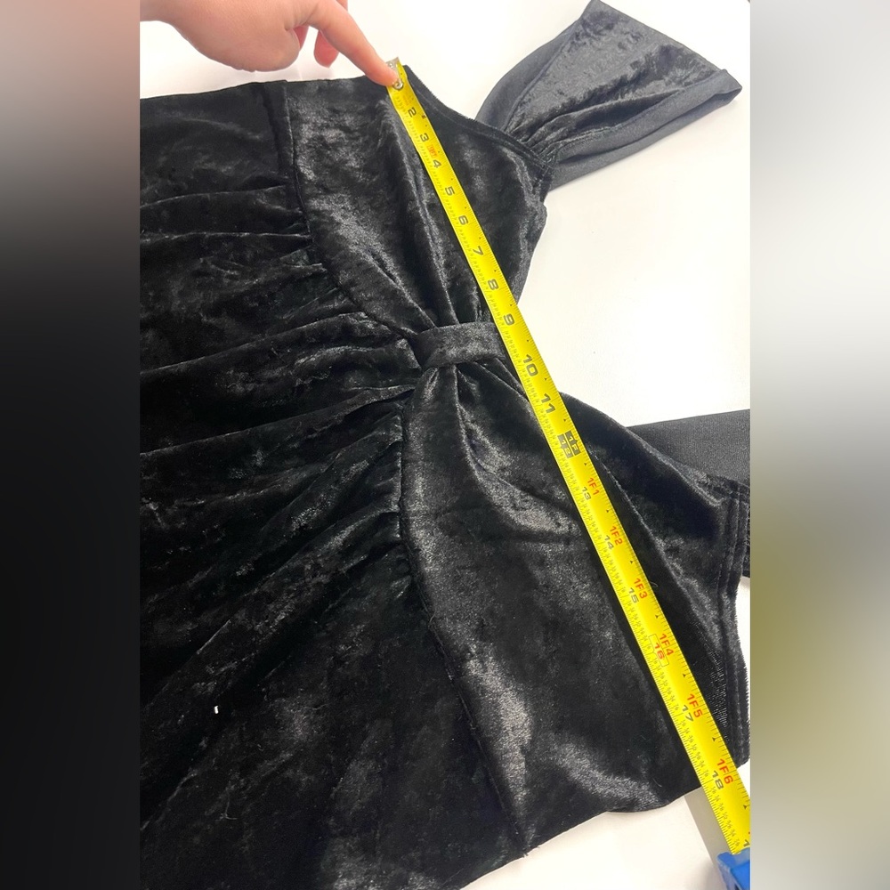 Y2K Babydoll Cocomo Black Velour Empire Waist Tank Top Witchy Whimsygoth XL‎ - Picture 4 of 5